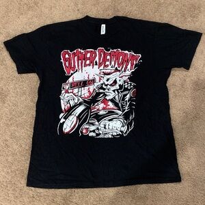 Gutter Demons Black and Red Graphic Tee Size Large Psychobilly Punk